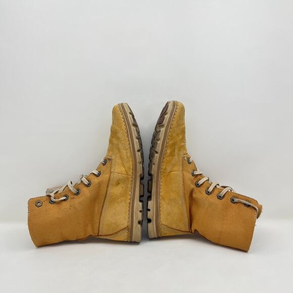 Timberland Wheat Nubuck Canvas Fold Over Lace Up Work Boots Women's Size 6.5 - Picture 7 of 14